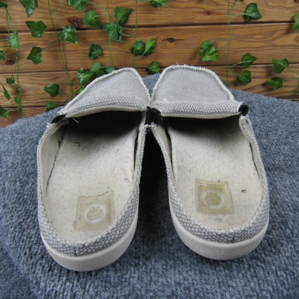GeckoMan Men's Light Gray Canvas Arch Support Slippers Size‎ 10 Casual Comfort